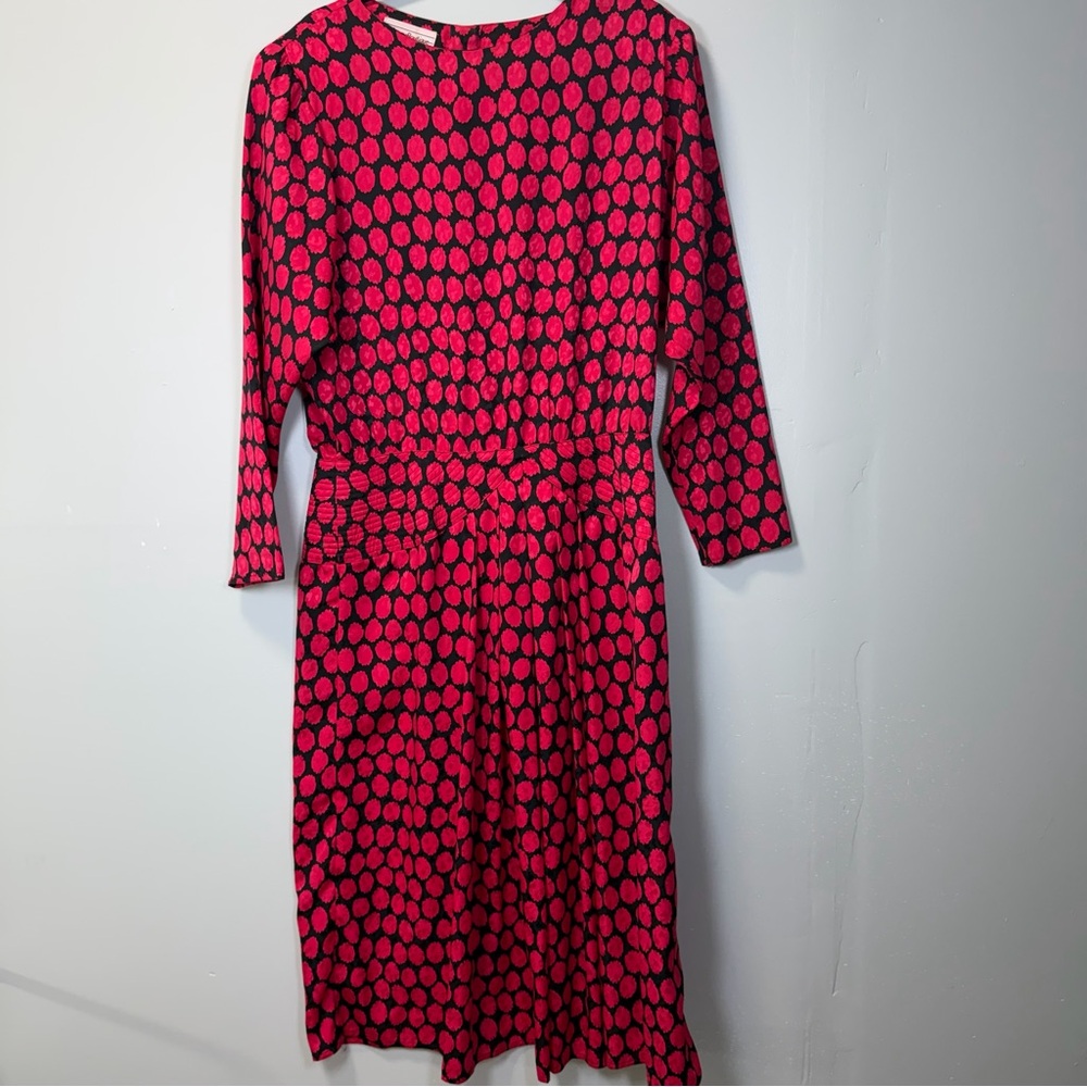 VTG 80s Maggy Boutique by James Daugherty Pink Black Polkadot Dress